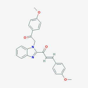 molecular formula C26H22N2O4 B429586 3-(4-methoxyphenyl)-1-{1-[2-(4-methoxyphenyl)-2-oxoethyl]-1H-benzimidazol-2-yl}-2-propen-1-one 