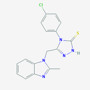 molecular formula C17H14ClN5S B429587 4-(4-chlorophenyl)-5-[(2-methyl-1H-benzimidazol-1-yl)methyl]-4H-1,2,4-triazole-3-thiol 