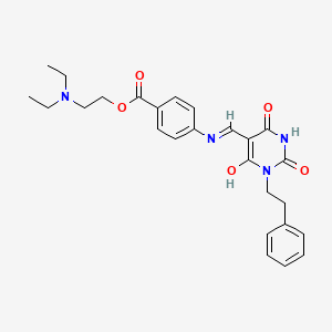 2-(diethylamino)ethyl 4-({[2,4,6-trioxo-1-(2-phenylethyl)tetrahydropyrimidin-5(2H)-ylidene]methyl}amino)benzoate
