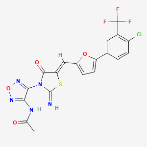 molecular formula C19H11ClF3N5O4S B4295876 N-{4-[5-({5-[4-chloro-3-(trifluoromethyl)phenyl]-2-furyl}methylene)-2-imino-4-oxo-1,3-thiazolidin-3-yl]-1,2,5-oxadiazol-3-yl}acetamide 