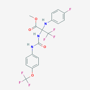 molecular formula C18H14F7N3O4 B4295886 methyl 3,3,3-trifluoro-2-[(4-fluorophenyl)amino]-N-({[4-(trifluoromethoxy)phenyl]amino}carbonyl)alaninate 