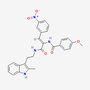 molecular formula C28H26N4O5 B4295945 4-methoxy-N-[1-({[2-(2-methyl-1H-indol-3-yl)ethyl]amino}carbonyl)-2-(3-nitrophenyl)vinyl]benzamide 