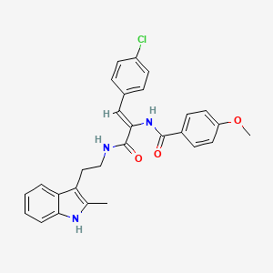 molecular formula C28H26ClN3O3 B4295952 N-[2-(4-chlorophenyl)-1-({[2-(2-methyl-1H-indol-3-yl)ethyl]amino}carbonyl)vinyl]-4-methoxybenzamide 