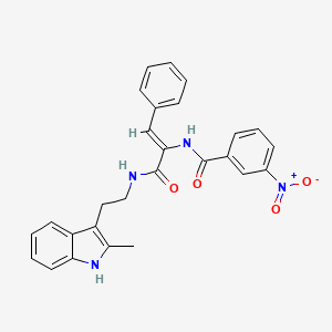 molecular formula C27H24N4O4 B4295993 N-[1-({[2-(2-methyl-1H-indol-3-yl)ethyl]amino}carbonyl)-2-phenylvinyl]-3-nitrobenzamide 