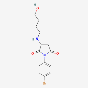 molecular formula C14H17BrN2O3 B4296019 1-(4-bromophenyl)-3-[(4-hydroxybutyl)amino]pyrrolidine-2,5-dione 