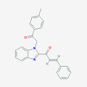 molecular formula C25H20N2O2 B429605 1-{1-[2-(4-methylphenyl)-2-oxoethyl]-1H-benzimidazol-2-yl}-3-phenyl-2-propen-1-one 