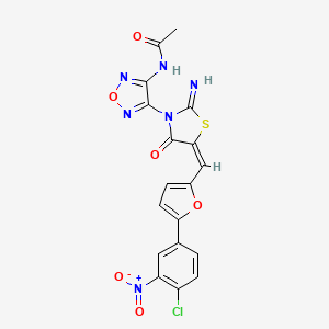 molecular formula C18H11ClN6O6S B4296059 N-[4-(5-{[5-(4-chloro-3-nitrophenyl)-2-furyl]methylene}-2-imino-4-oxo-1,3-thiazolidin-3-yl)-1,2,5-oxadiazol-3-yl]acetamide 