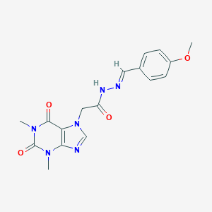 molecular formula C17H18N6O4 B429610 2-(1,3-dimethyl-2,6-dioxo-1,2,3,6-tetrahydro-7H-purin-7-yl)-N'-(4-methoxybenzylidene)acetohydrazide CAS No. 352656-54-3