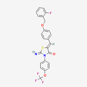 molecular formula C24H16F4N2O3S B4296101 5-{4-[(2-fluorobenzyl)oxy]benzylidene}-2-imino-3-[4-(trifluoromethoxy)phenyl]-1,3-thiazolidin-4-one 