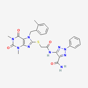 molecular formula C26H25N9O4S B4296106 5-[({[1,3-dimethyl-7-(2-methylbenzyl)-2,6-dioxo-2,3,6,7-tetrahydro-1H-purin-8-yl]thio}acetyl)amino]-2-phenyl-2H-1,2,3-triazole-4-carboxamide 