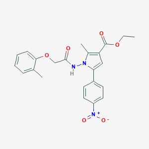 molecular formula C23H23N3O6 B429611 ethyl 5-{4-nitrophenyl}-2-methyl-1-{[(2-methylphenoxy)acetyl]amino}-1H-pyrrole-3-carboxylate 