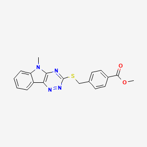 molecular formula C19H16N4O2S B4296145 methyl 4-{[(5-methyl-5H-[1,2,4]triazino[5,6-b]indol-3-yl)thio]methyl}benzoate 