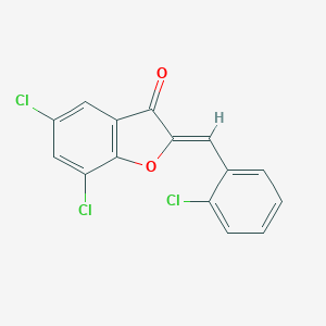 molecular formula C15H7Cl3O2 B429615 5,7-dichloro-2-(2-chlorobenzylidene)-1-benzofuran-3(2H)-one 