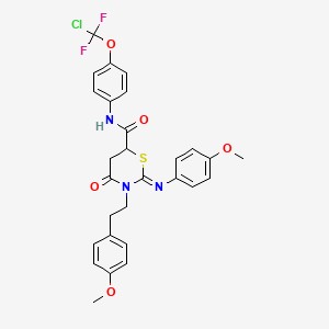 (2Z)-N-[4-(CHLORODIFLUOROMETHOXY)PHENYL]-3-[2-(4-METHOXYPHENYL)ETHYL]-2-[(4-METHOXYPHENYL)IMINO]-4-OXO-1,3-THIAZINANE-6-CARBOXAMIDE