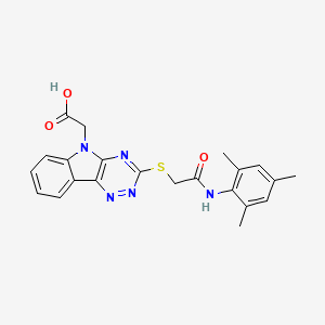 molecular formula C22H21N5O3S B4296195 (3-{[2-(mesitylamino)-2-oxoethyl]thio}-5H-[1,2,4]triazino[5,6-b]indol-5-yl)acetic acid 