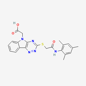 2-[3-({[(2,4,6-TRIMETHYLPHENYL)CARBAMOYL]METHYL}SULFANYL)-5H-[1,2,4]TRIAZINO[5,6-B]INDOL-5-YL]ACETIC ACID