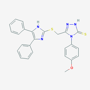 molecular formula C25H21N5OS2 B429620 5-{[(4,5-diphenyl-1H-imidazol-2-yl)sulfanyl]methyl}-4-(4-methoxyphenyl)-2,4-dihydro-3H-1,2,4-triazole-3-thione 
