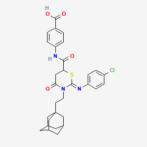 4-[({3-[2-(1-adamantyl)ethyl]-2-[(4-chlorophenyl)imino]-4-oxo-1,3-thiazinan-6-yl}carbonyl)amino]benzoic acid