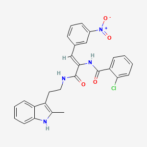 molecular formula C27H23ClN4O4 B4296255 2-chloro-N-[1-({[2-(2-methyl-1H-indol-3-yl)ethyl]amino}carbonyl)-2-(3-nitrophenyl)vinyl]benzamide 
