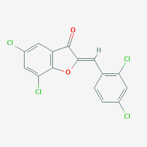 molecular formula C15H6Cl4O2 B429628 5,7-dichloro-2-(2,4-dichlorobenzylidene)-1-benzofuran-3(2H)-one 