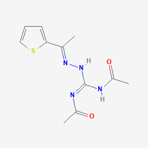 molecular formula C11H14N4O2S B429631 N-[N'-acetyl-N-[(E)-1-thiophen-2-ylethylideneamino]carbamimidoyl]acetamide 
