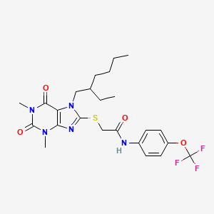 molecular formula C24H30F3N5O4S B4296313 2-{[7-(2-ethylhexyl)-1,3-dimethyl-2,6-dioxo-2,3,6,7-tetrahydro-1H-purin-8-yl]thio}-N-[4-(trifluoromethoxy)phenyl]acetamide 