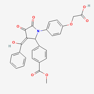 molecular formula C27H21NO8 B4296340 (4-{3-benzoyl-4-hydroxy-2-[4-(methoxycarbonyl)phenyl]-5-oxo-2,5-dihydro-1H-pyrrol-1-yl}phenoxy)acetic acid 