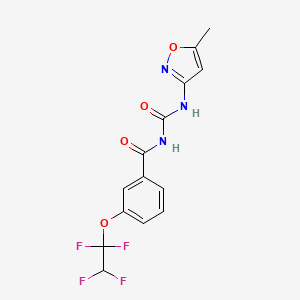 molecular formula C14H11F4N3O4 B4296343 N-{[(5-methylisoxazol-3-yl)amino]carbonyl}-3-(1,1,2,2-tetrafluoroethoxy)benzamide 