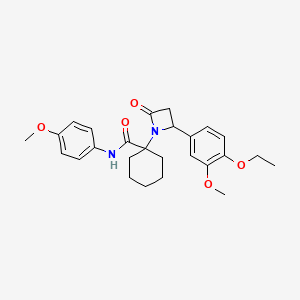 molecular formula C26H32N2O5 B4296347 1-[2-(4-ethoxy-3-methoxyphenyl)-4-oxoazetidin-1-yl]-N-(4-methoxyphenyl)cyclohexanecarboxamide 