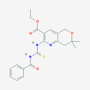 molecular formula C21H23N3O4S B429637 Ethyl 2-(benzoylcarbamothioylamino)-7,7-dimethyl-5,8-dihydropyrano[4,3-b]pyridine-3-carboxylate CAS No. 351004-86-9