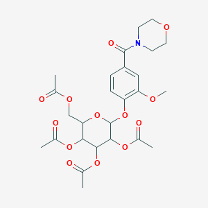 molecular formula C26H33NO13 B429638 3,5-bis(acetyloxy)-2-[(acetyloxy)methyl]-6-[2-methoxy-4-(4-morpholinylcarbonyl)phenoxy]tetrahydro-2H-pyran-4-yl acetate 