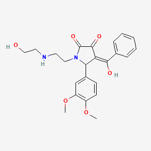 molecular formula C23H26N2O6 B4296404 4-benzoyl-5-(3,4-dimethoxyphenyl)-3-hydroxy-1-{2-[(2-hydroxyethyl)amino]ethyl}-1,5-dihydro-2H-pyrrol-2-one 