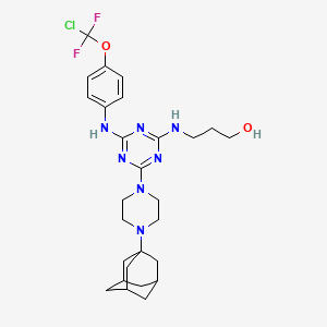 molecular formula C27H36ClF2N7O2 B4296427 3-{[4-[4-(1-adamantyl)piperazin-1-yl]-6-({4-[chloro(difluoro)methoxy]phenyl}amino)-1,3,5-triazin-2-yl]amino}propan-1-ol 