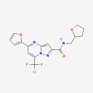 molecular formula C17H15ClF2N4O3 B4296464 7-[chloro(difluoro)methyl]-5-(2-furyl)-N-(tetrahydrofuran-2-ylmethyl)pyrazolo[1,5-a]pyrimidine-2-carboxamide 