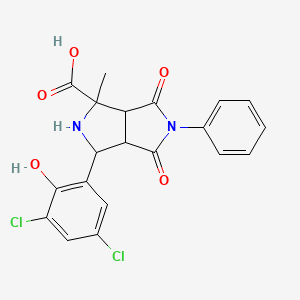 molecular formula C20H16Cl2N2O5 B4296482 3-(3,5-dichloro-2-hydroxyphenyl)-1-methyl-4,6-dioxo-5-phenyloctahydropyrrolo[3,4-c]pyrrole-1-carboxylic acid 