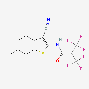 molecular formula C14H12F6N2OS B4296492 N-(3-cyano-6-methyl-4,5,6,7-tetrahydro-1-benzothien-2-yl)-3,3,3-trifluoro-2-(trifluoromethyl)propanamide 
