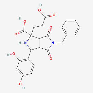 molecular formula C23H22N2O8 B4296510 5-benzyl-1-(2-carboxyethyl)-3-(2,4-dihydroxyphenyl)-4,6-dioxooctahydropyrrolo[3,4-c]pyrrole-1-carboxylic acid 