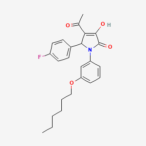 molecular formula C24H26FNO4 B4296516 4-acetyl-5-(4-fluorophenyl)-1-[3-(hexyloxy)phenyl]-3-hydroxy-1,5-dihydro-2H-pyrrol-2-one 