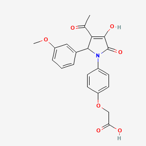 molecular formula C21H19NO7 B4296523 {4-[3-acetyl-4-hydroxy-2-(3-methoxyphenyl)-5-oxo-2,5-dihydro-1H-pyrrol-1-yl]phenoxy}acetic acid 