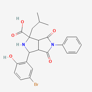 molecular formula C23H23BrN2O5 B4296536 3-(5-bromo-2-hydroxyphenyl)-1-isobutyl-4,6-dioxo-5-phenyloctahydropyrrolo[3,4-c]pyrrole-1-carboxylic acid 