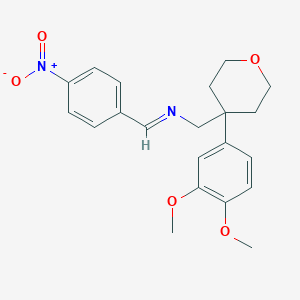 molecular formula C21H24N2O5 B429654 N-[[4-(3,4-dimethoxyphenyl)oxan-4-yl]methyl]-1-(4-nitrophenyl)methanimine CAS No. 350993-79-2