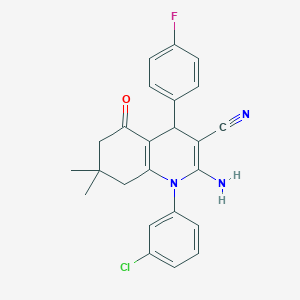 molecular formula C24H21ClFN3O B4296570 2-amino-1-(3-chlorophenyl)-4-(4-fluorophenyl)-7,7-dimethyl-5-oxo-1,4,5,6,7,8-hexahydroquinoline-3-carbonitrile 