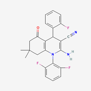 2-amino-1-(2,6-difluorophenyl)-4-(2-fluorophenyl)-7,7-dimethyl-5-oxo-1,4,5,6,7,8-hexahydroquinoline-3-carbonitrile