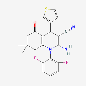 molecular formula C22H19F2N3OS B4296608 2-amino-1-(2,6-difluorophenyl)-7,7-dimethyl-5-oxo-4-(3-thienyl)-1,4,5,6,7,8-hexahydroquinoline-3-carbonitrile 