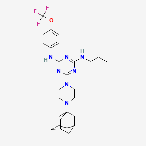 molecular formula C27H36F3N7O B4296618 6-[4-(1-adamantyl)piperazin-1-yl]-N-propyl-N'-[4-(trifluoromethoxy)phenyl]-1,3,5-triazine-2,4-diamine 