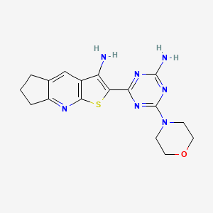 molecular formula C17H19N7OS B4296638 2-(4-amino-6-morpholin-4-yl-1,3,5-triazin-2-yl)-6,7-dihydro-5H-cyclopenta[b]thieno[3,2-e]pyridin-3-amine 