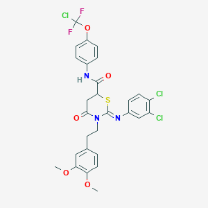 molecular formula C28H24Cl3F2N3O5S B4296647 N-{4-[chloro(difluoro)methoxy]phenyl}-2-[(3,4-dichlorophenyl)imino]-3-[2-(3,4-dimethoxyphenyl)ethyl]-4-oxo-1,3-thiazinane-6-carboxamide 
