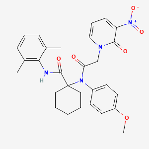 molecular formula C29H32N4O6 B4296670 N-(2,6-dimethylphenyl)-1-{(4-methoxyphenyl)[(3-nitro-2-oxopyridin-1(2H)-yl)acetyl]amino}cyclohexanecarboxamide 