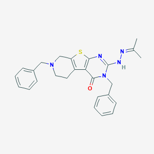 molecular formula C26H27N5OS B429668 3,7-dibenzyl-2-[2-(1-methylethylidene)hydrazino]-5,6,7,8-tetrahydropyrido[4',3':4,5]thieno[2,3-d]pyrimidin-4(3H)-one CAS No. 327169-69-7