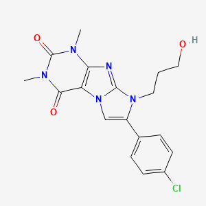 molecular formula C18H18ClN5O3 B4296740 7-(4-chlorophenyl)-8-(3-hydroxypropyl)-1,3-dimethyl-1H-imidazo[2,1-f]purine-2,4(3H,8H)-dione 